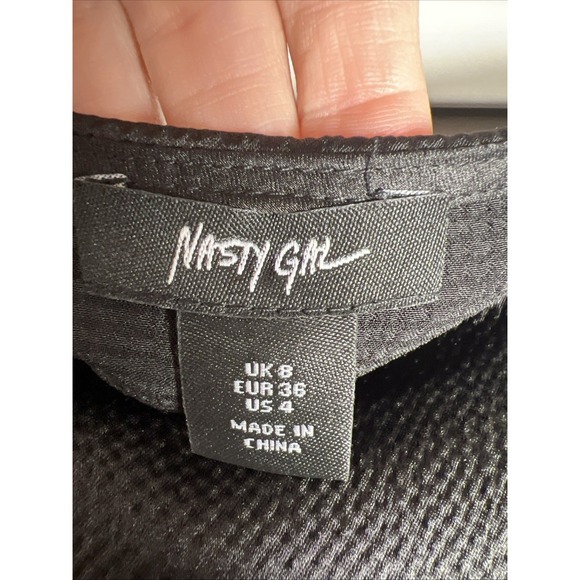 Nasty Gal Textured Satin Split Maxi Skirt Women's Size 4 Black - Picture 3 of 8
